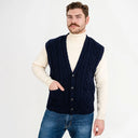 A40172 Irish Wool Waistcoat with Pockets Navy Gaelsong
