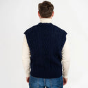 A40172 Irish Wool Waistcoat with Pockets Navy Back View Gaelsong
