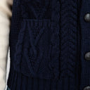 A40172 Irish Wool Waistcoat with Pockets Navy Pocket Close Up Gaelsong
