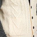 A40172 Irish Wool Waistcoat with Pockets White Close Up Gaelsong
