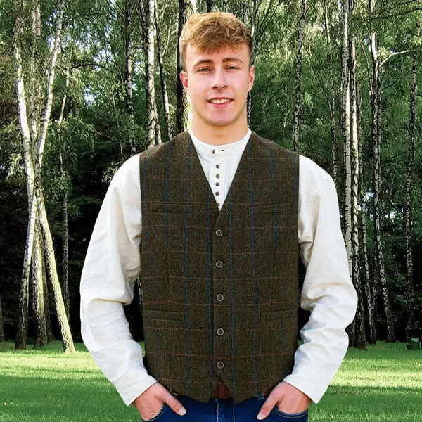 Men's Irish Green Check Tweed Waistcoat | Gaelsong – GaelSong