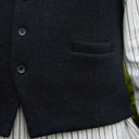 A40177 Color BLACK Buttoned Irish Wool Tweed Vest Front Details Closeup View Gaelsong
