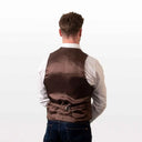 Men's Irish Tweed Donegal Waistcoat Brown Back View Gaelsong
