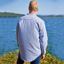 A60128 Grey Double Stripe Flannel Grandfather Shirt Back View Gaelsong
