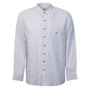 A60129 Irish Linen Grandad Shirt in Navy Stripes Gaelsong
