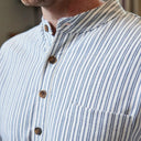 A60130 Striped Cotton Men's Flannel Nightshirt Close Up Gaelsong
