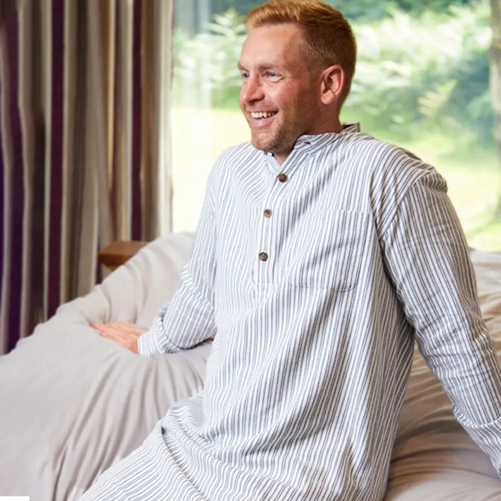 Striped Cotton Men's Flannel Nightshirt