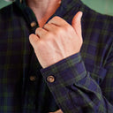 A60131 Scottish Tartan Designed Men's Flannel Nightshirt Sleeve Close Up Gaelsong
