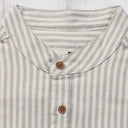 A60144 Ireland Flannel Cotton Striped Grandfather Shirt Collar Close Up Gaelsong
