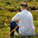 A60144 Ireland Flannel Cotton Striped Grandfather Shirt Back View Gaelsong
