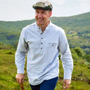 A60144 Ireland Flannel Cotton Striped Grandfather Shirt Gaelsong
