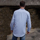 A60154 Irish Cotton Flannel Grandad Shirt - Blue Back View Gaelsong
