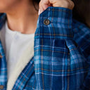 A60155 Women's Douglas Clan Tartan Fleece Lined Shirt Sleeve Close Up Gaelsong
