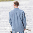 A60162 Blue Stripe Men's Irish Grandfather Shirt Back View Gaelsong
