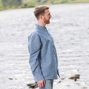 A60162 Blue Stripe Men's Irish Grandfather Shirt Side View Gaelsong
