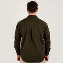 Men's Traditional Granddad Shirt in Brown Studio Back View Gaelsong