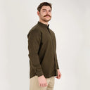 Men's Traditional Granddad Shirt in Brown Studio Side View Gaelsong