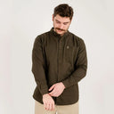 Men's Traditional Granddad Shirt in Brown  Front View Gaelsong