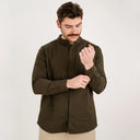 Men's Traditional Granddad Shirt in Brown Studio Front View Gaelsong