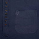 A60170 Irish Cotton Grandfather Shirt in Ink Blue Pocket Closeup View Gaelsong
