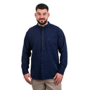 Men's Collarless Irish Grandfather Shirt - Navy Color Gaelsong