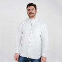 Irish Linen Collarless Granddad Shirt in White Front View Gaelsong
