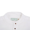 Irish Linen Collarless Granddad Shirt in White Studio Gaelsong
