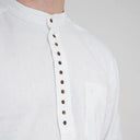 Irish Linen Collarless Granddad Shirt in White Color Gaelsong
