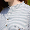Traditional Women's Irish Grandad Shirt - Green Stripe Gaelsong