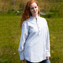 A60183 Traditional Women's Irish Grandad Shirt - Green Stripe Lifestyle Gaelsong