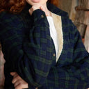 Women's Fleece-Lined Scottish Flannel Shirt - Blackwatch Lifestyle Side View Gaelsong