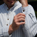 Striped Men's Irish Grandfather Shirt - Ivory