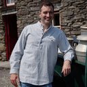 A60186 Striped Men's Irish Grandfather Shirt - Ivory Lifestyle Gaelsong