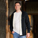 Men's Fleece Flannel Shirt - Scottish Blackwatch Tartan Lifestyle Front View Gaelsong