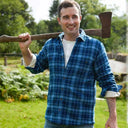 Irish Flannel Fleece Lined Shirt in Blue Check Lifestyle Gaelsong