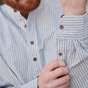 Men's Vintage Style Grandfather Shirt - Navy Stripe  Gaelsong
