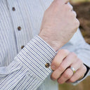 Men's Vintage Style Grandfather Shirt - Navy Stripe Lifestyle Gaelsong