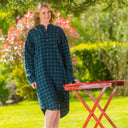Women's Blackwatch Tartan Cotton Flannel Nightshirt Lifestyle Front view Gaelsong