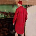 A60192 Men's Cotton Nightshirt - Royal Stewart Tartan Lifestyle Back Side View Gaelsong
