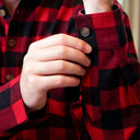 A60198 Men's Irish Grandfather Nightshirt - Red/Black Check Sleeve View Gaelsong