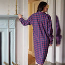 A60201 Ladies Cotton Flannel Nightshirt - Navy Overcheck Back Side Gaelsong