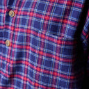 A60201 Ladies Cotton Flannel Nightshirt - Navy Overcheck Closeup Tweed View Gaelsong