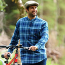 Men's Flannel Irish Grandfather Shirt - Blue/Navy Check Gaelsong