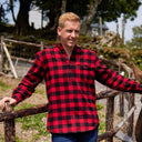 A60204 Mens Flannel Irish Grandfather Shirt Color Red Black Check Front View Gaelsong