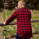 A60204 Mens Flannel Irish Grandfather Shirt Color Red Black Check Back Side View Gaelsong