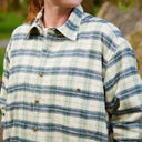 
A60212 Womens Fleece Lined Flannel Shirt Green Navy Check Collar View Gaelsong
