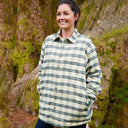 A60212 Womens Fleece Lined Flannel Shirt Green Navy Check Gaelsong
