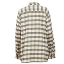 A60212 Womens Fleece Lined Flannel Shirt Green Navy Check Studio Back Side View Gaelsong
