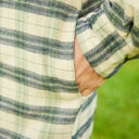 A60212 Womens Fleece Lined Flannel Shirt Green Navy Pocket Design Check Gaelsong
