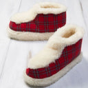 A80007 Red Royal Stewart Tartan Slipper Boots Side View Gaelsong

